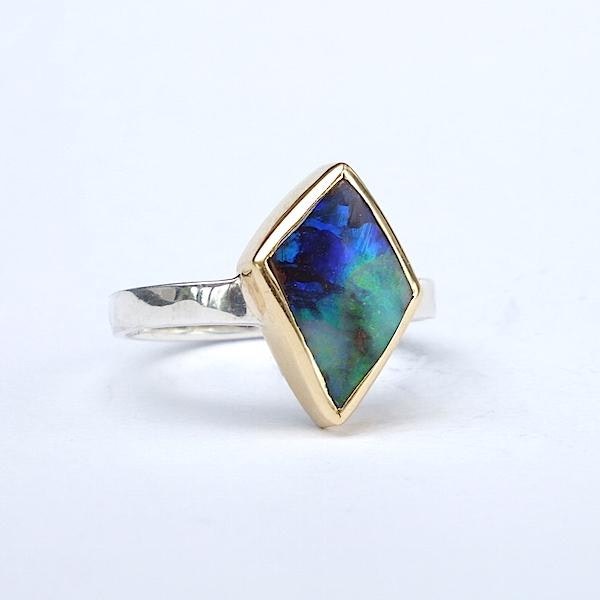 opal ring silver with 18ct gold
