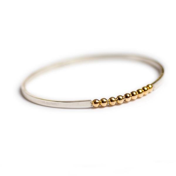 silver bangle with 18ct gold vermeil beads