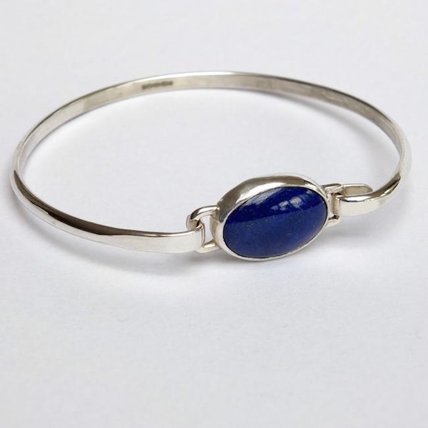 silver bangle with lapis lazuli